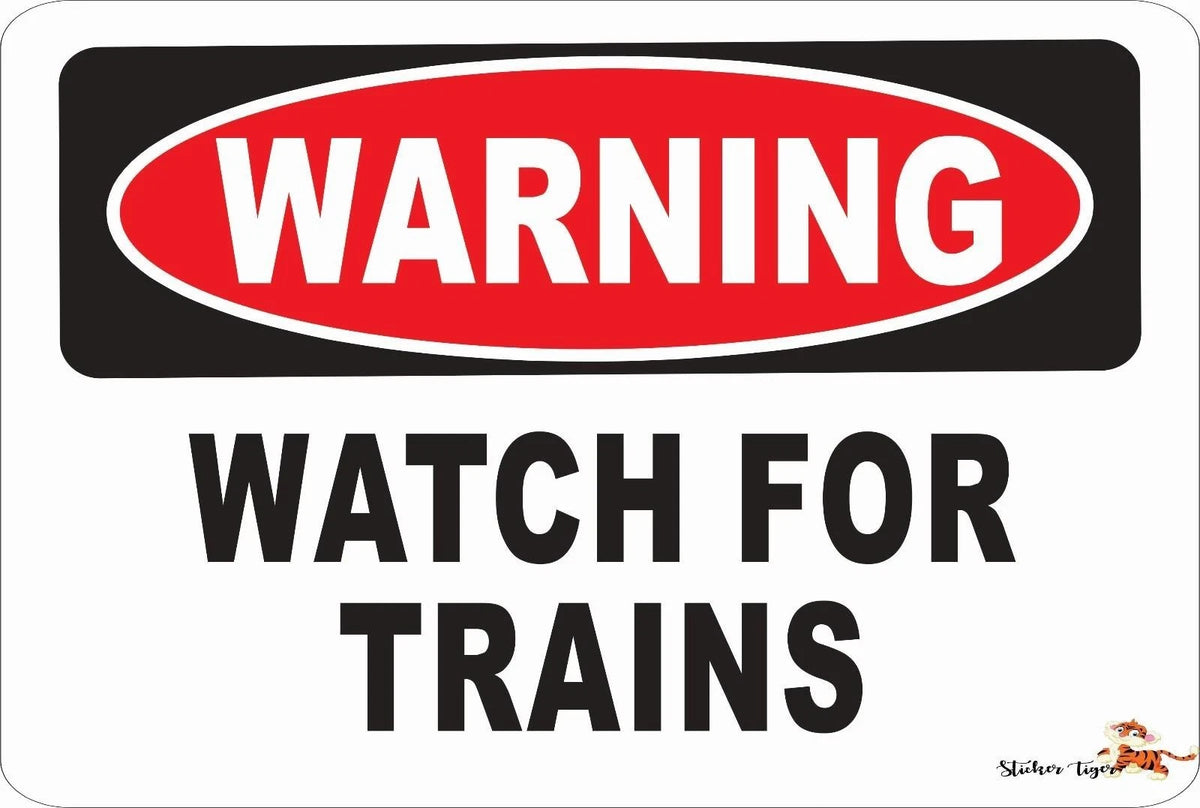 Train Warning Funny Novelty Danger Street Aluminum Sign — product artwork