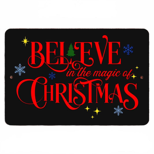 Believe in the Magic of Christmas Black Aluminum Sign — product artwork
