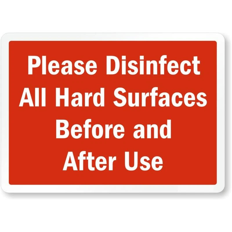 Please Disinfect All Hard Surfaces Before and After Use Aluminum Sign — product artwork