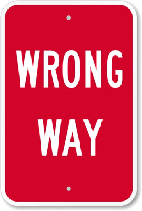 Wrong Way Reflective Traffic Aluminum Sign — product artwork