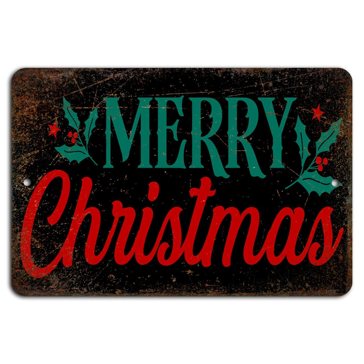 Rustic Merry Christmas Black Aluminum Sign — product artwork