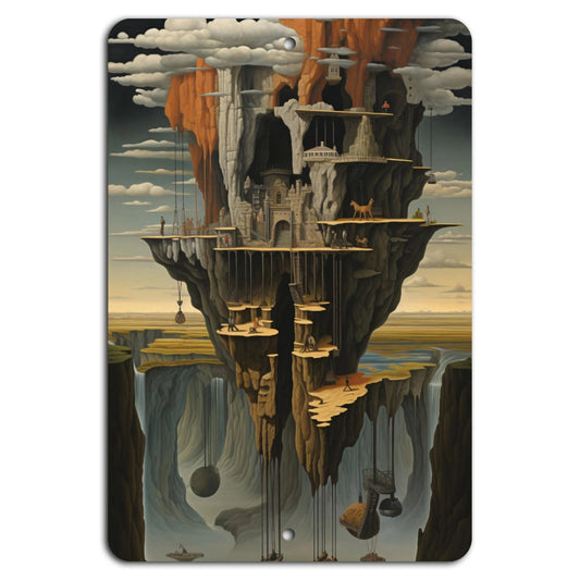 Fantasy Surreal Cliffside Citadel Aluminum Sign — product artwork