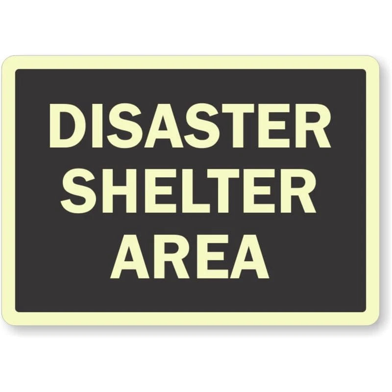 Disaster Shelter Area Evacuation Aluminum Sign — product artwork
