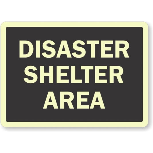 Disaster Shelter Area Evacuation Aluminum Sign — product artwork
