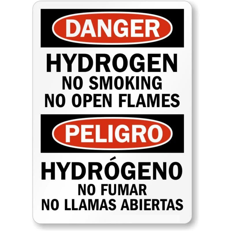 Bilingual Hydrogen No Smoking Aluminum Sign — product artwork