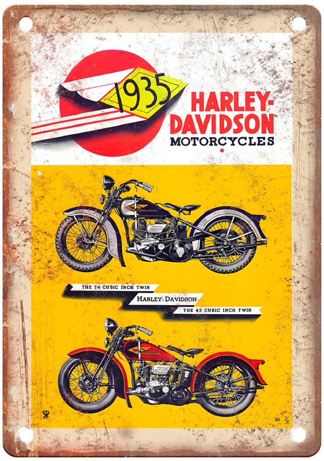 Vintage Motorcycle Retro Look 1935 Poster Aluminum Sign — product artwork