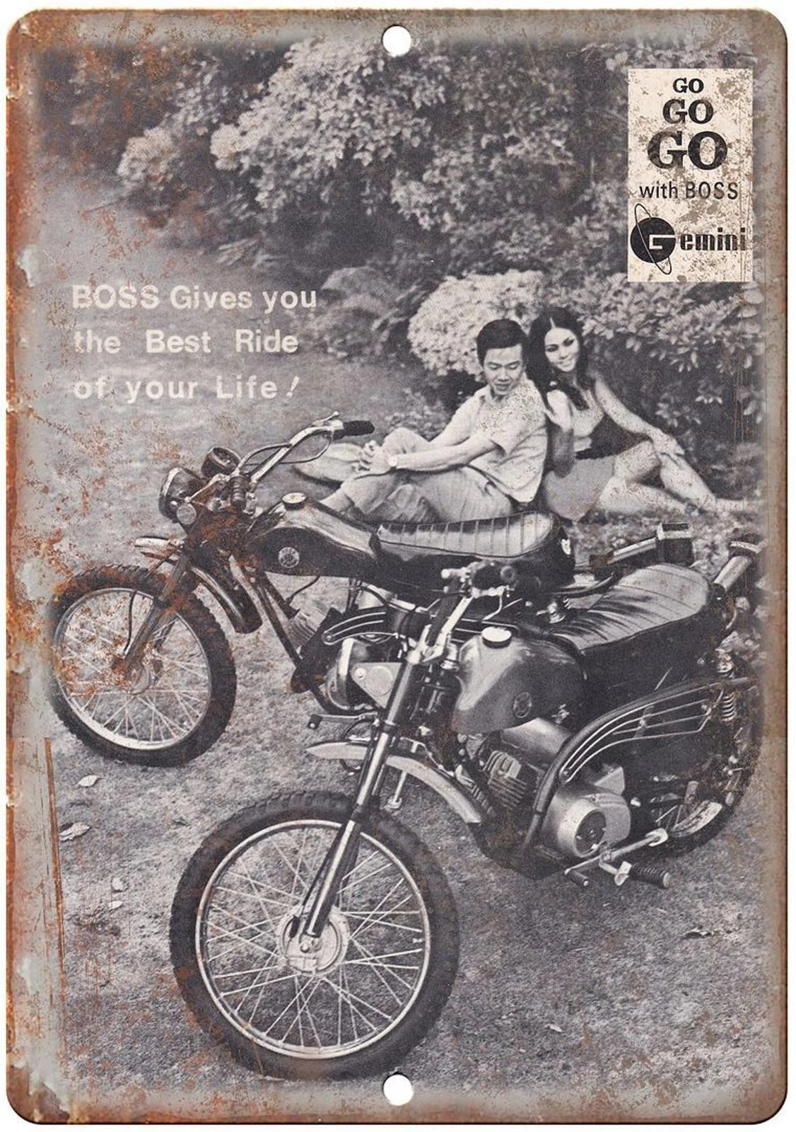Motorcycle Boss Gemini Vintage Advertisement Aluminum Sign — product artwork