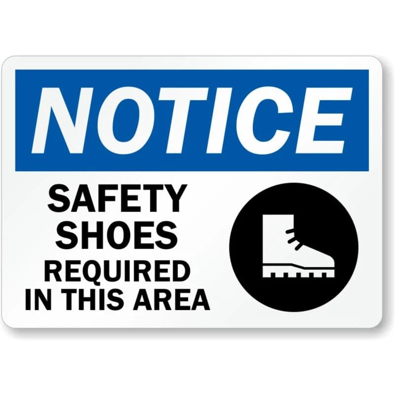 Safety Shoes Required Area Aluminum Sign — product artwork