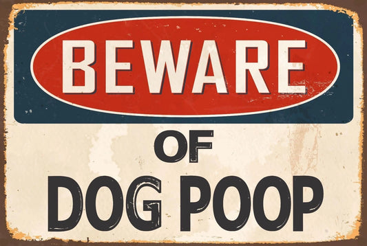 Dog Poop Sticker Tiger Funny Vintage Reproduction Aluminum Sign — product artwork