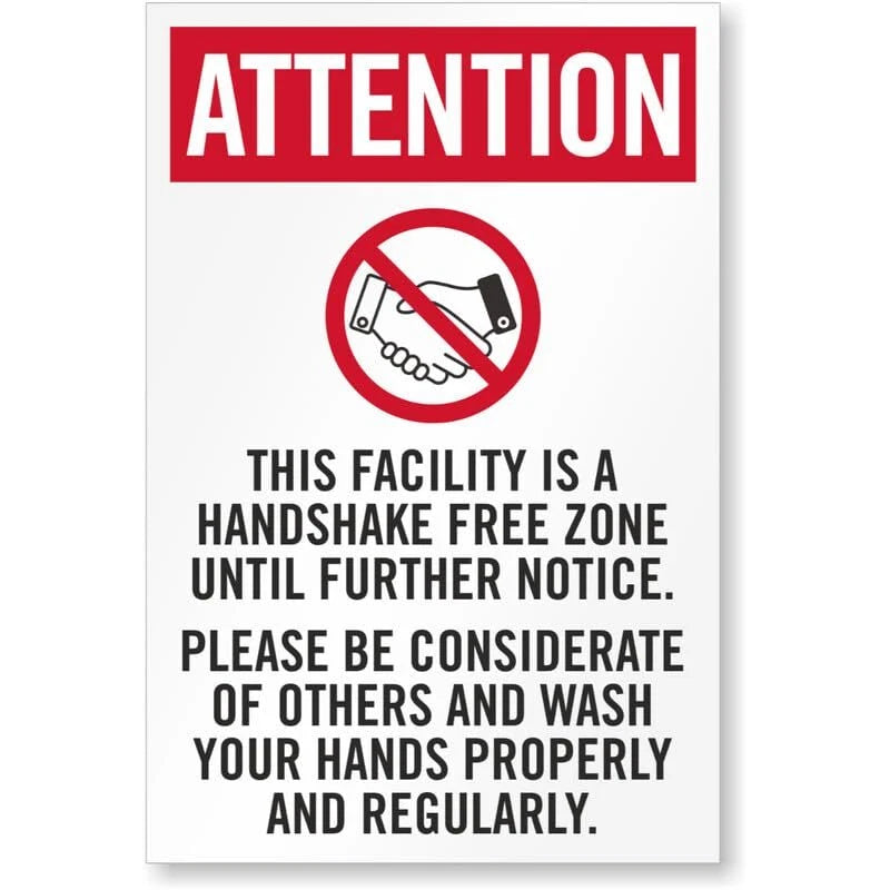 Attention This Facility Is Handshake Free Zone Aluminum Sign — product artwork