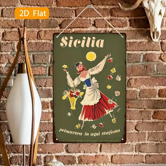 Vintage 2D Plane Sicily Funny Aluminum Sign — product artwork
