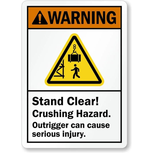 Crushing Hazard Outrigger Injury Aluminum Sign — product artwork