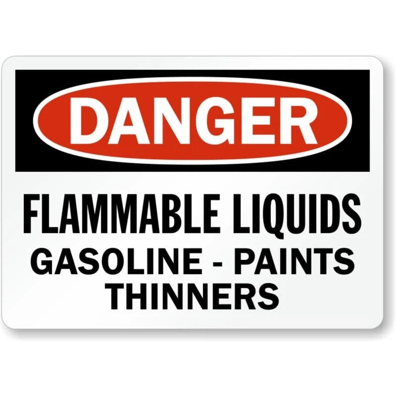 Flammable Liquids Gasoline Paints Aluminum Sign — product artwork