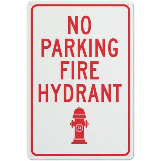 No Parking Fire Hydrant Aluminum Sign — product artwork
