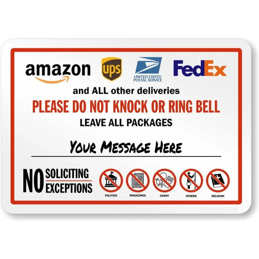 Please Do Not Knock Leave All Packages Write on Aluminum Sign — product artwork