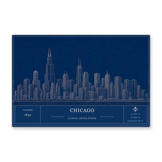 Chicago Architectural Wall Art Aluminum Sign — product artwork