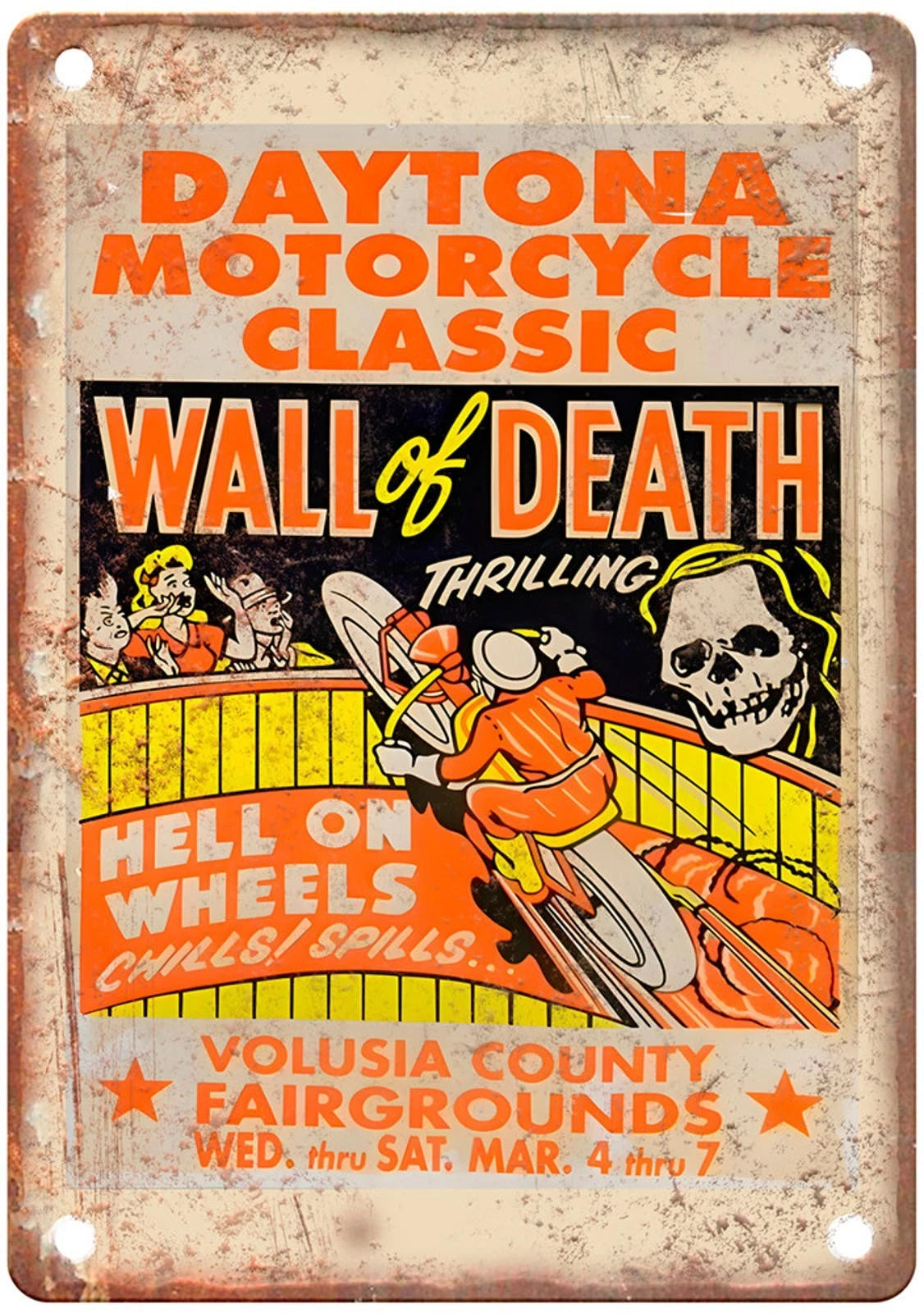 Daytona Motorcycle Poster Vintage 1930 Aluminum Sign — product artwork