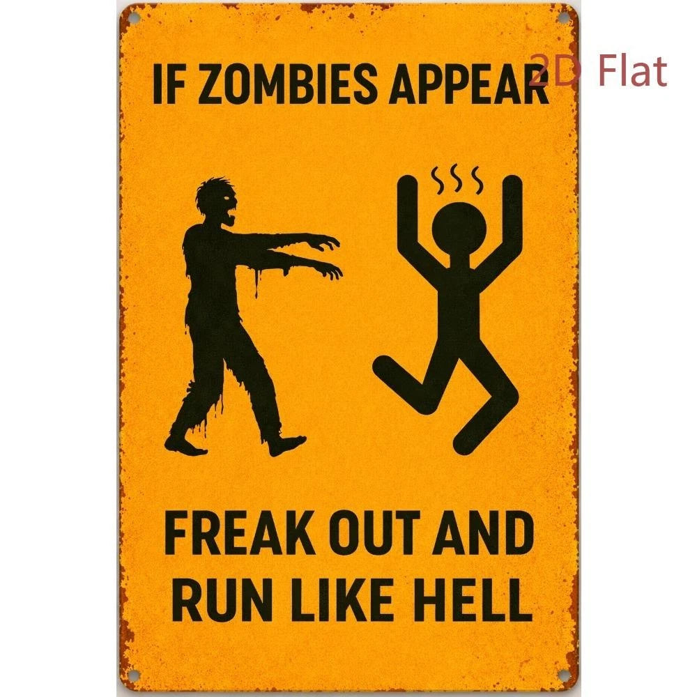 Zombie Apocalypse Vintage Funny Aluminum Sign — product artwork