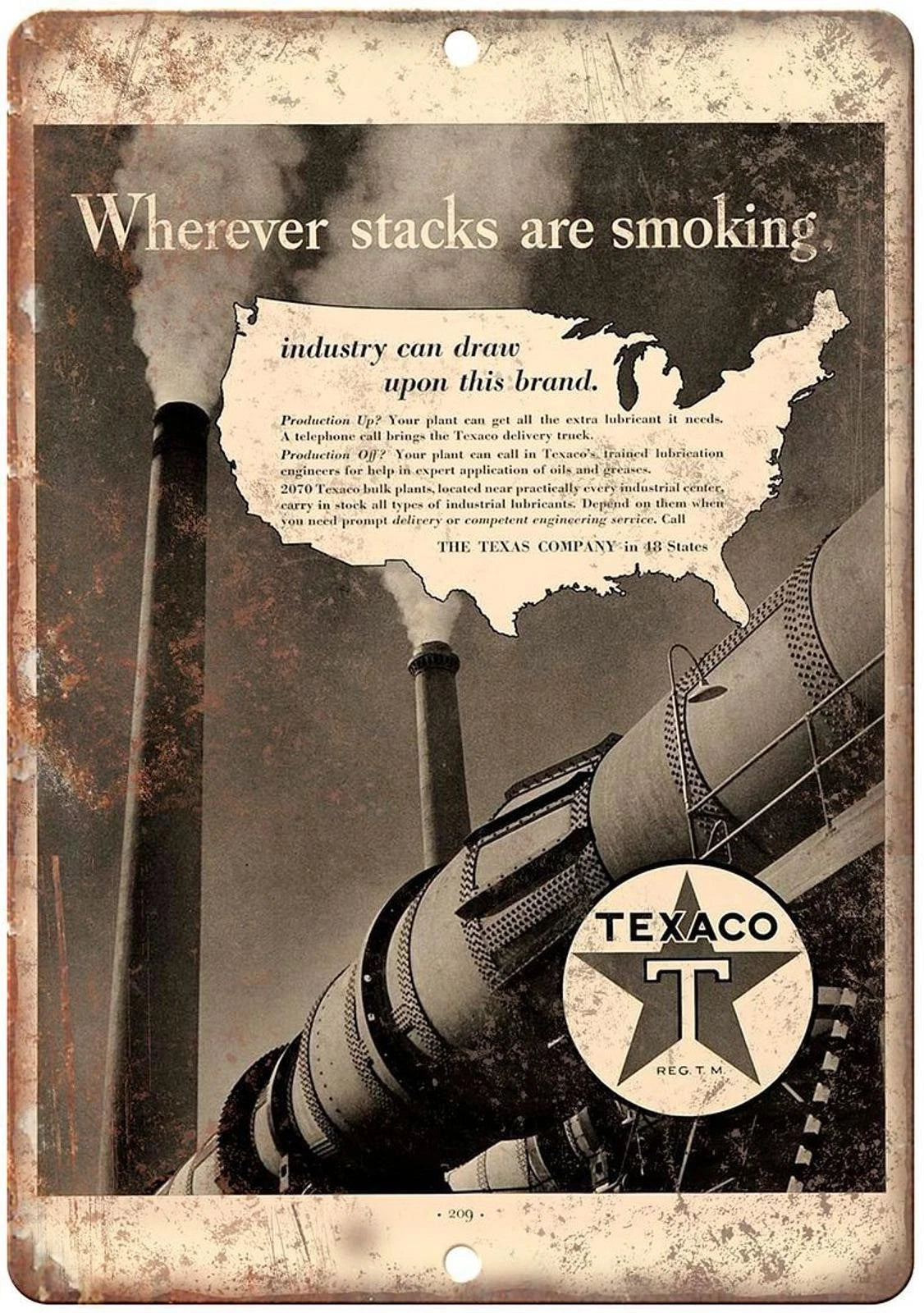 Texaco Motor Oil Vintage Funny Automobile Aluminum Sign — product artwork