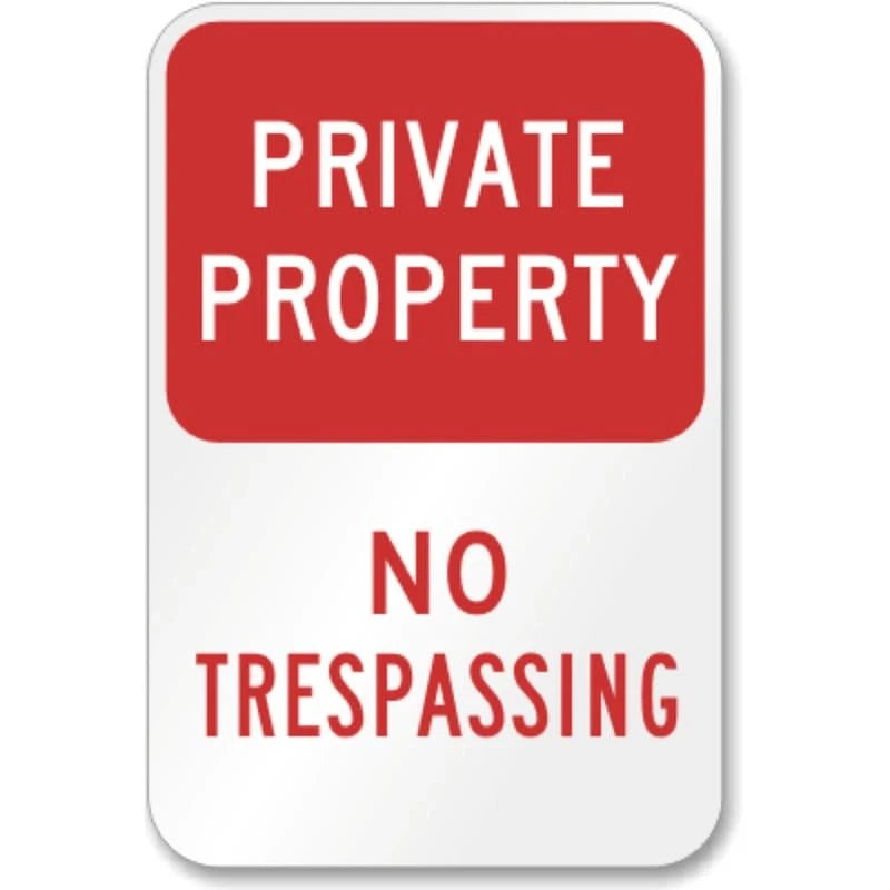 Private Property No Trespassing Red Header Aluminum Sign — product artwork