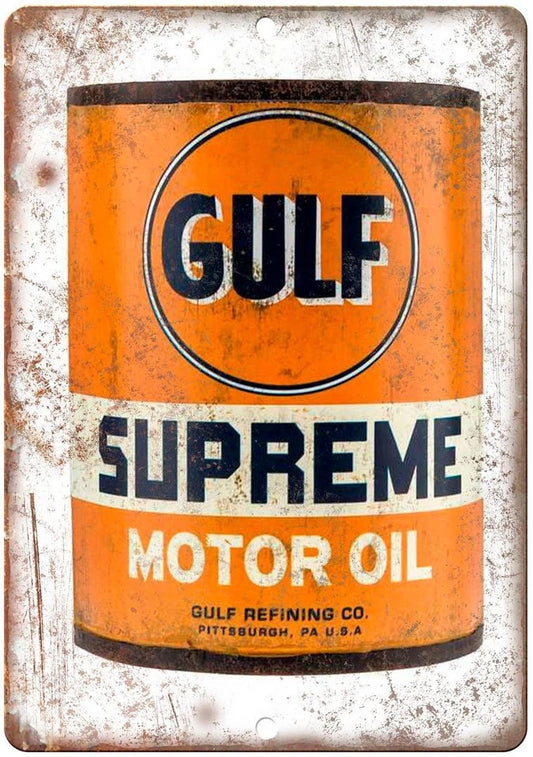 Gulf Supreme Motor Oil Vintage Aluminum Sign — product artwork