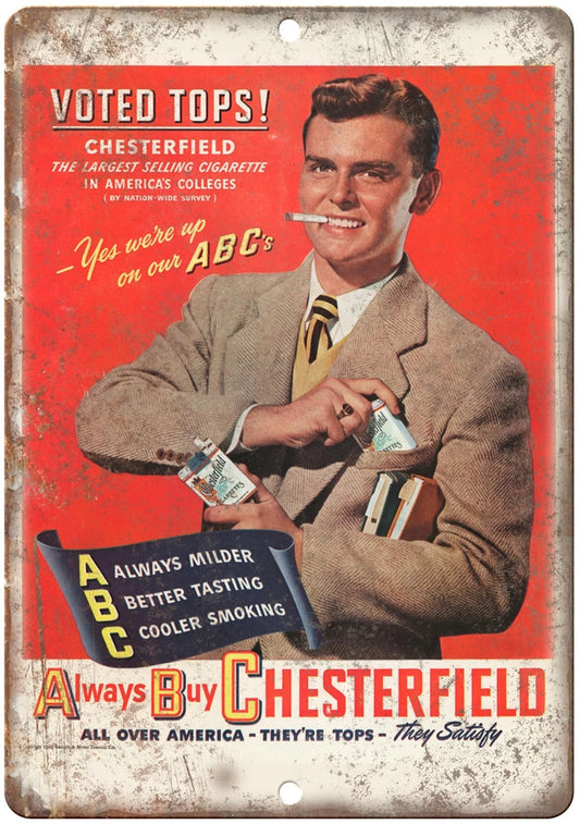 Cigarette Tobacco Chesterfield Reproduction USA Aluminum Sign — product artwork