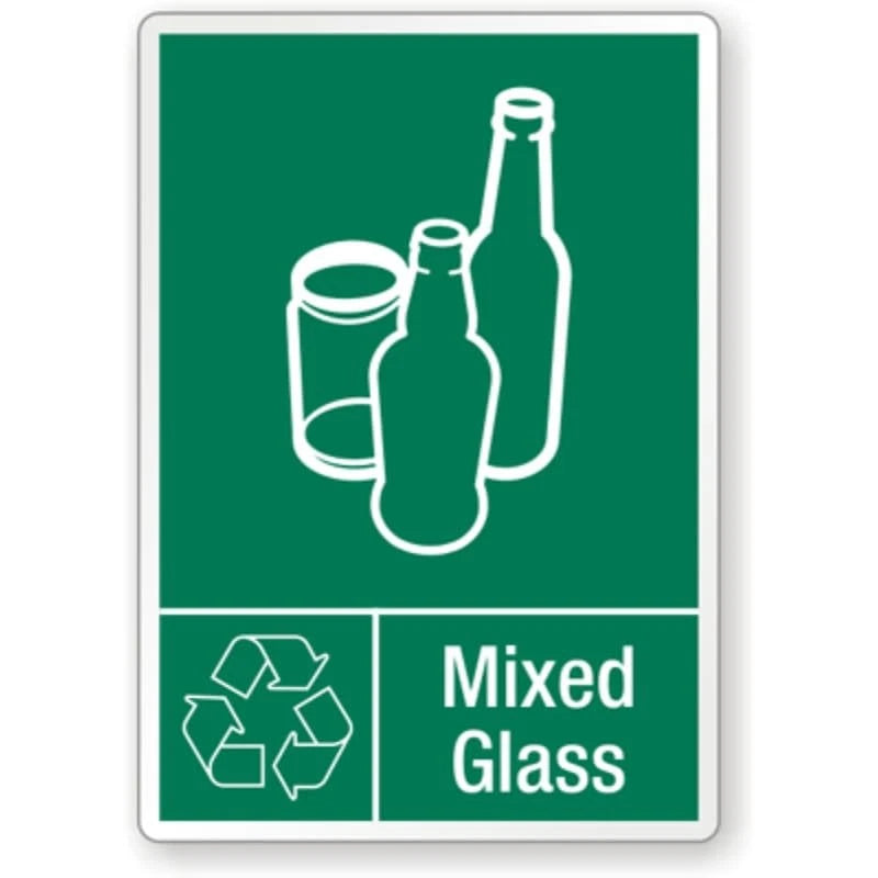 Mixed Glass Recycling Aluminum Sign — product artwork