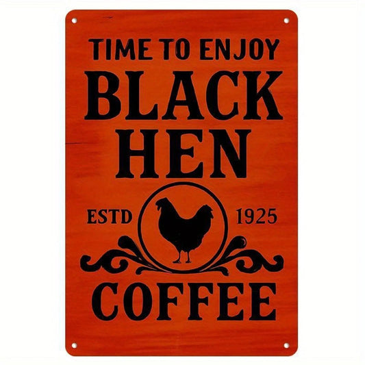 Retro Coffee Funny Black Hen Coffee Wall Art Aluminum Sign — product artwork