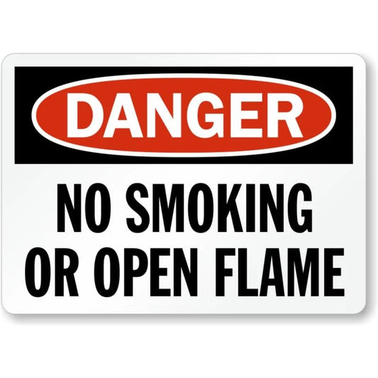 Danger No Smoking or Open Flame Aluminum Sign — product artwork