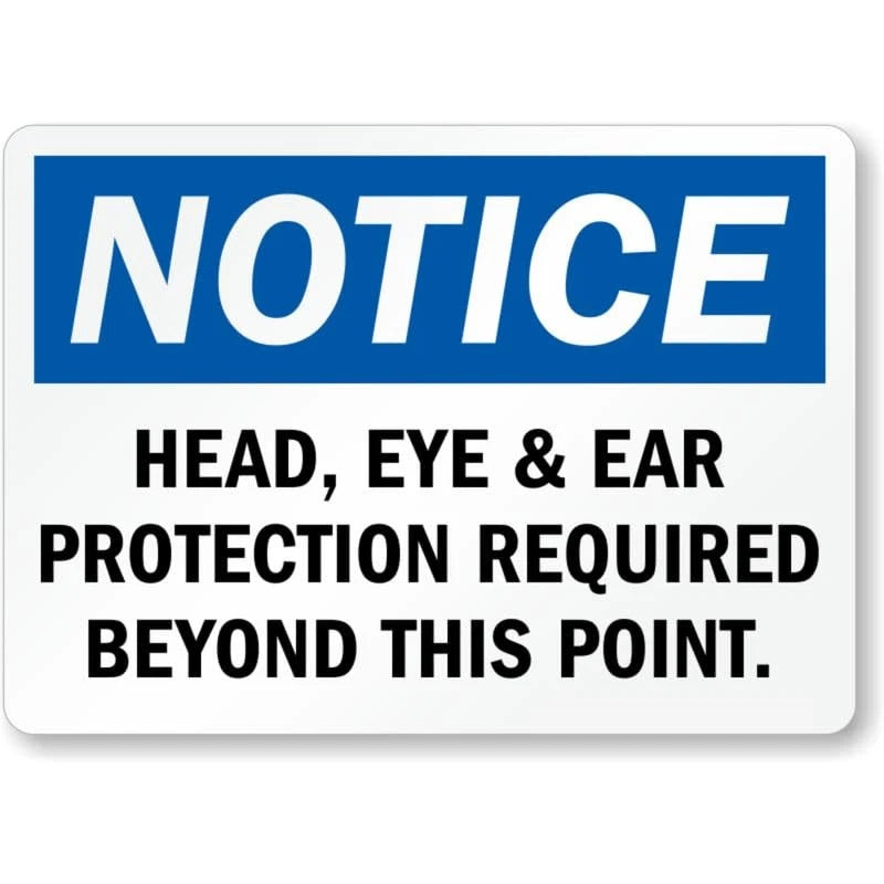 Head Eye Ear Protection Aluminum Sign — product artwork
