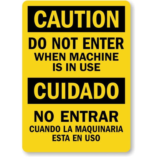 Bilingual Machine in Use Aluminum Sign — product artwork