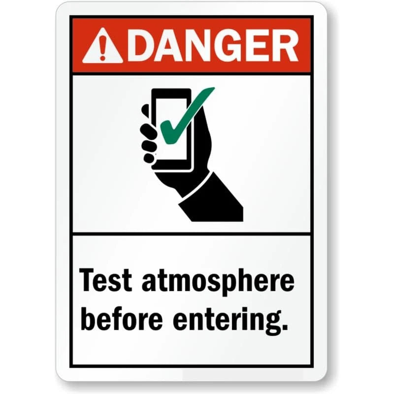 Test Atmosphere Before Entering Aluminum Sign — product artwork
