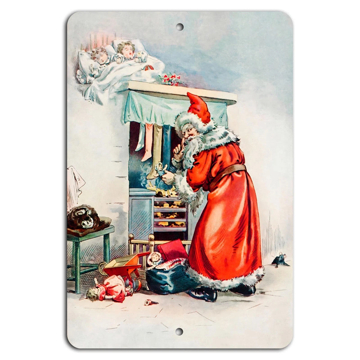 Vintage Christmas Santa Gift Delivery Aluminum Sign — product artwork