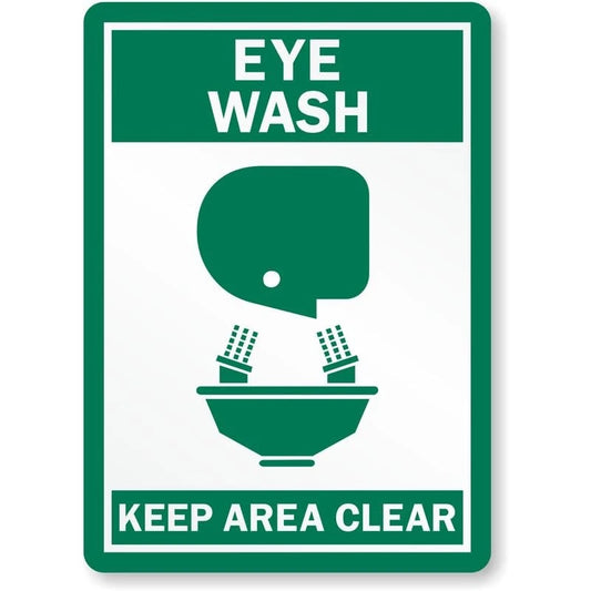 Eye Wash Keep Area Clear Aluminum Sign — product artwork