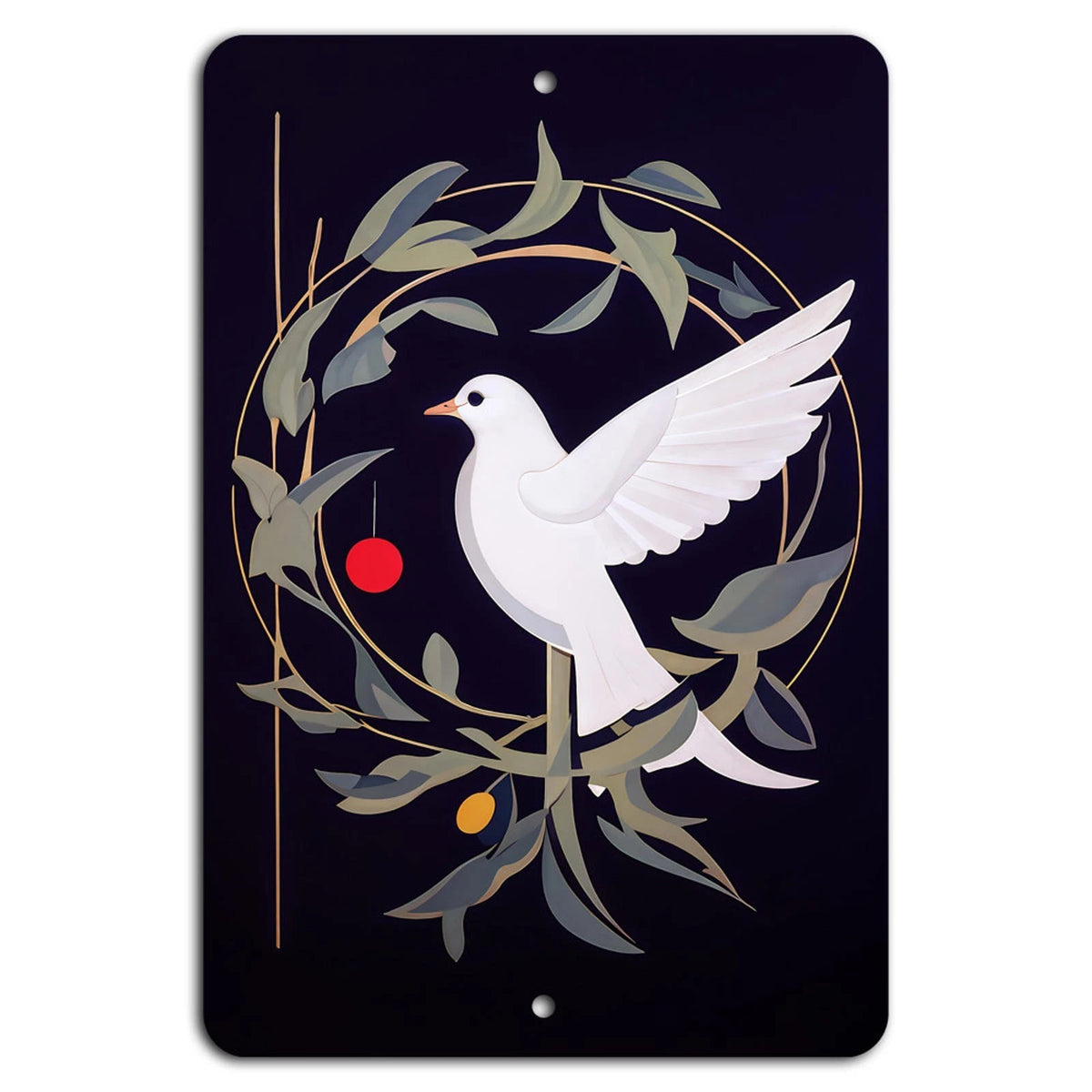 Elegant Dove Handmade Vertical Aluminum Sign — product artwork