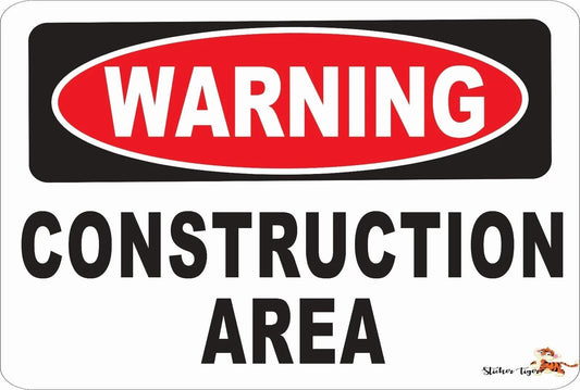 Novelty Warning Construction Area Funny Aluminum Sign — product artwork