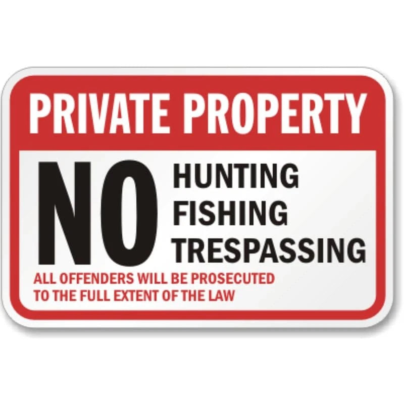 No Hunting Fishing Trespassing Aluminum Sign — product artwork