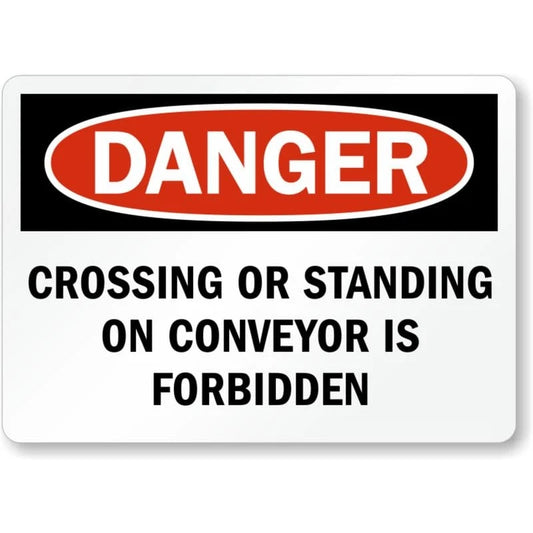 Conveyor Prohibited Danger Aluminum Sign — product artwork