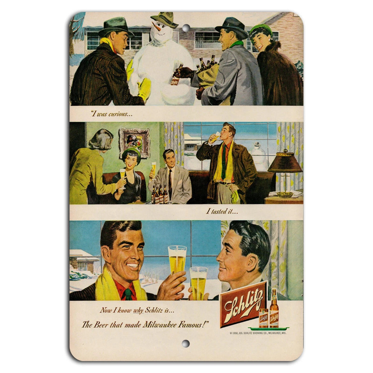 Schlitz Beer Vintage Retro Brewery Milwaukee Aluminum Sign — product artwork