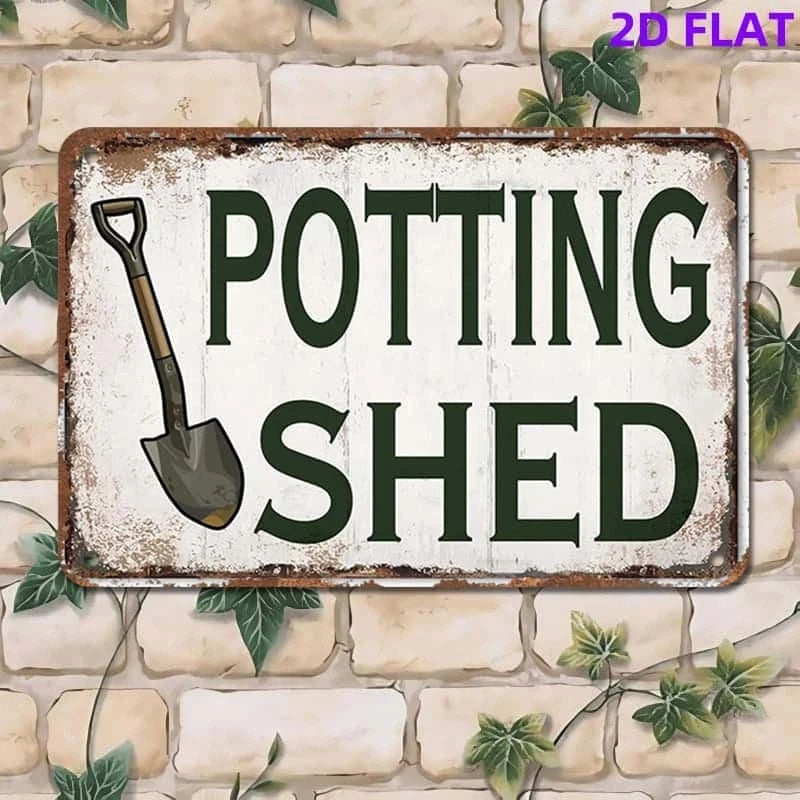 Potting Shed Shovel Rustic Aluminum Sign — product artwork