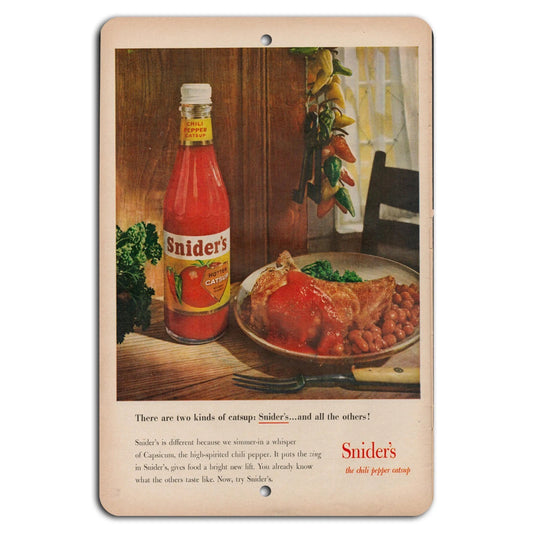 Vintage Catsup Sniders Hotter Zesty Retro Aluminum Sign — product artwork