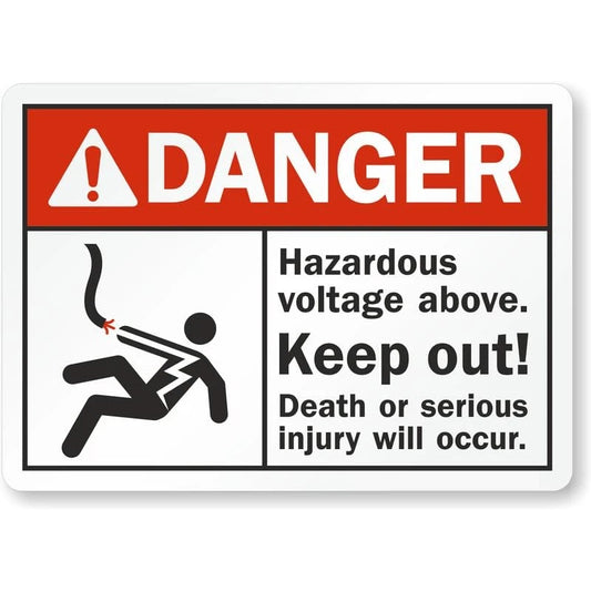 Hazardous Voltage Above Keep Out Ansi Danger Aluminum Sign — product artwork