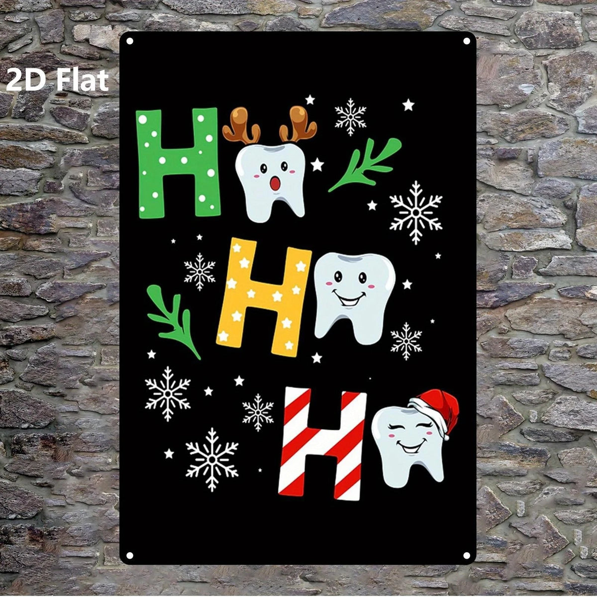 Vintage Christmas Ho Ho Ho Funny Aluminum Sign — product artwork