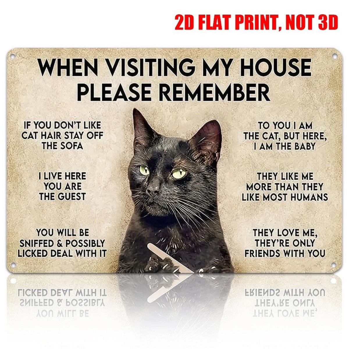 Black Cat Funny Rustic Wall Art Aluminum Sign — product artwork