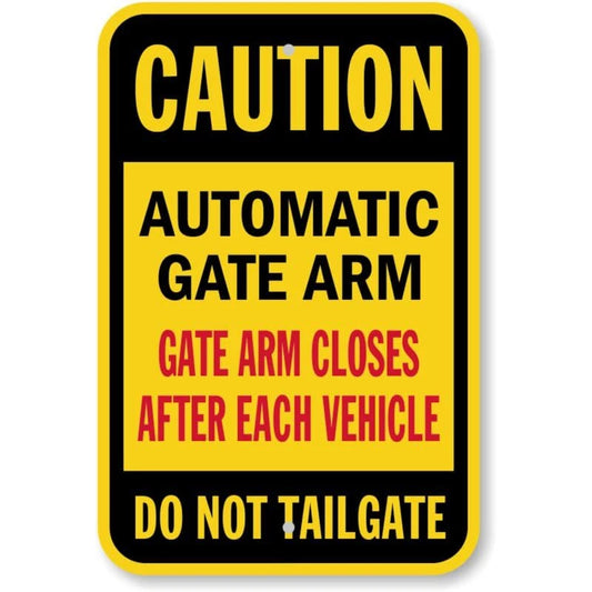 Automatic Gate Arm Caution Aluminum Sign — product artwork