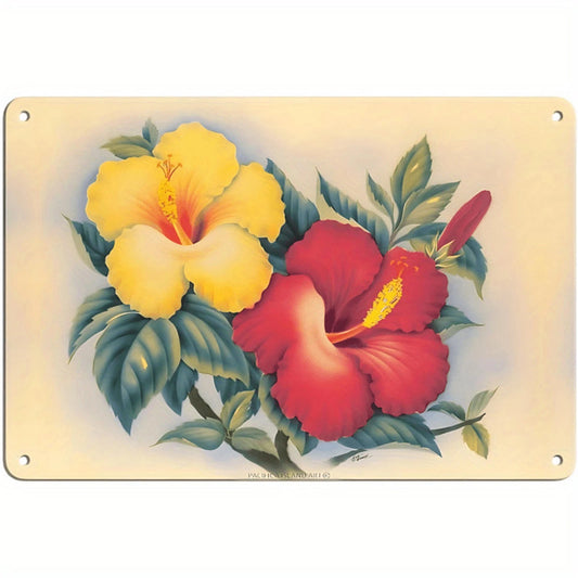 Vintage Hibiscus Wall Art Funny Tropical Flower Aluminum Sign — product artwork