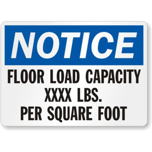 Floor Load Capacity Custom Aluminum Sign — product artwork