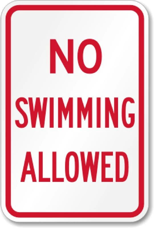 No Swimming Safety Aluminum Sign — product artwork