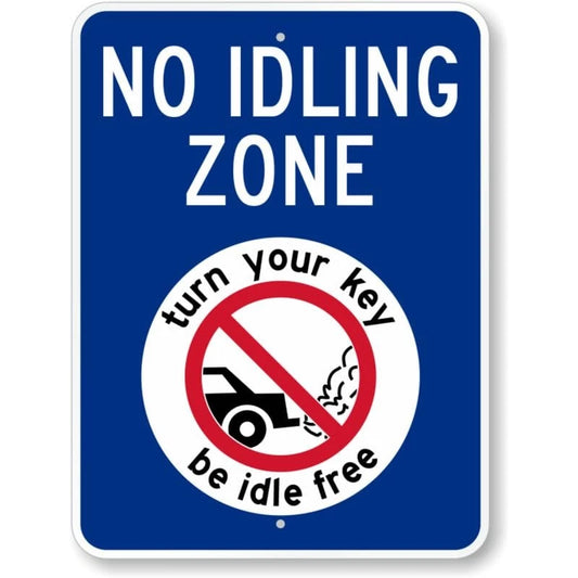 No Idling Zone Turn Your Key Aluminum Sign — product artwork