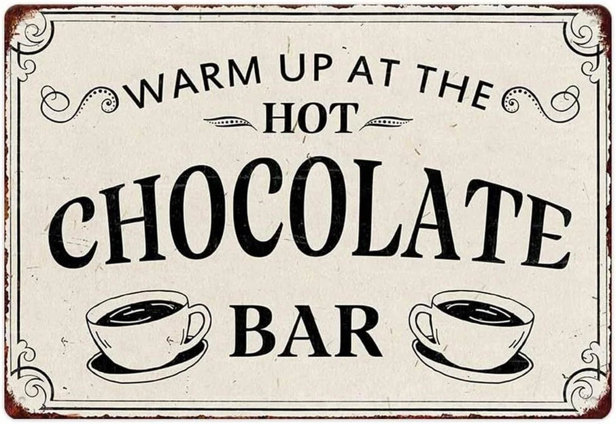 Vintage Warm Up at the Hot Chocolate Bar Aluminum Sign — product artwork